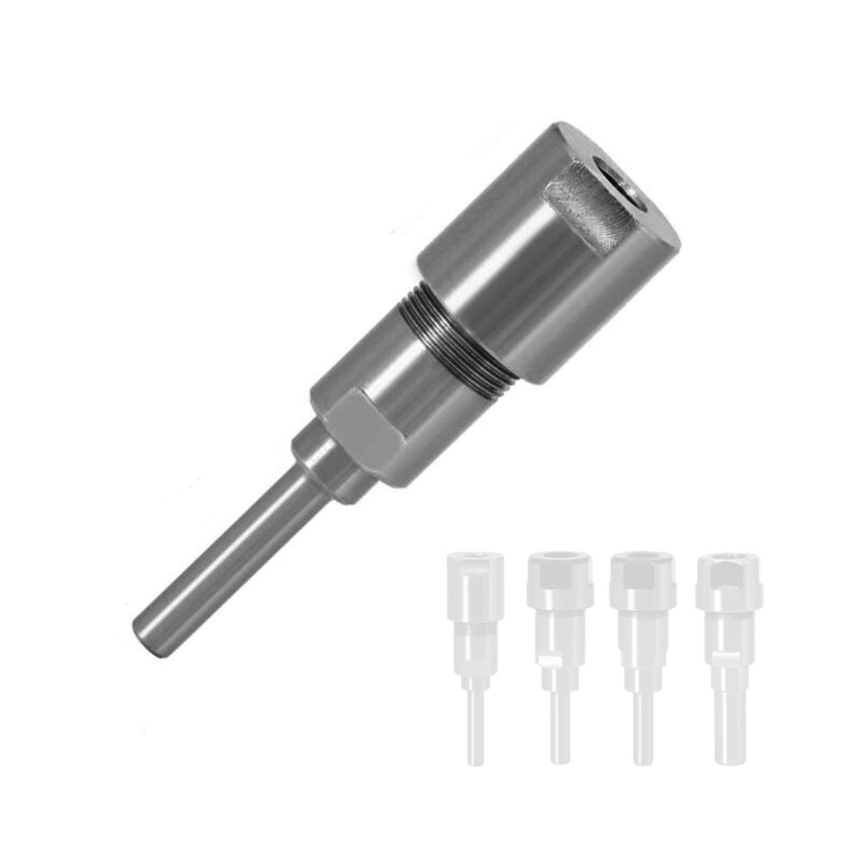 KATSU 1/4 Inch Shank Router Collect Extension Rod Holder Chuck Adapter Extender for Woodworking CNC Lathe Milling Engraving Trimming Machine, Accepts 8mm Shank Bits 133391