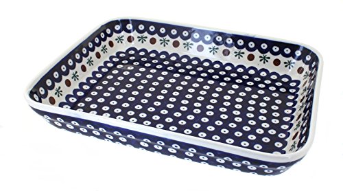 Click Here to See More Images Blue Rose Polish Pottery Nature Large Rectangular Baker