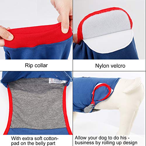 FOREYY Dog Professional Recovery Suit Abdominal Wound Protector Puppy Medical Surgical Clothes Post-Operative Vest Pet After Surgery Wear E-Collar & Cone Alternative (L)