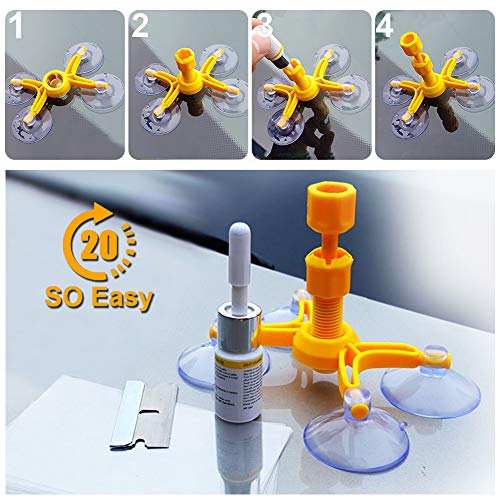 YOOHE Car Windshield Repair Kit, DIY Windshield Crack Repair Tools for Fixing Auto Glass Windshield Crack Chips, Cracks, Bulls-Eye, Star-Shaped and Half-Moon Crescents
