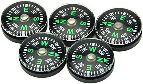 Juanshop 5Pcs 20mm Button Shape Small Mini Survival Compasses For Outdoor Camping Hiking