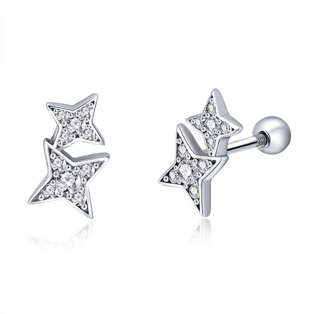 Sparkling Star 100% 925 Sterling Silver Sparkling Star Meteor Luminous Crystal Stud Earrings For Women Fashion Silver jewellery