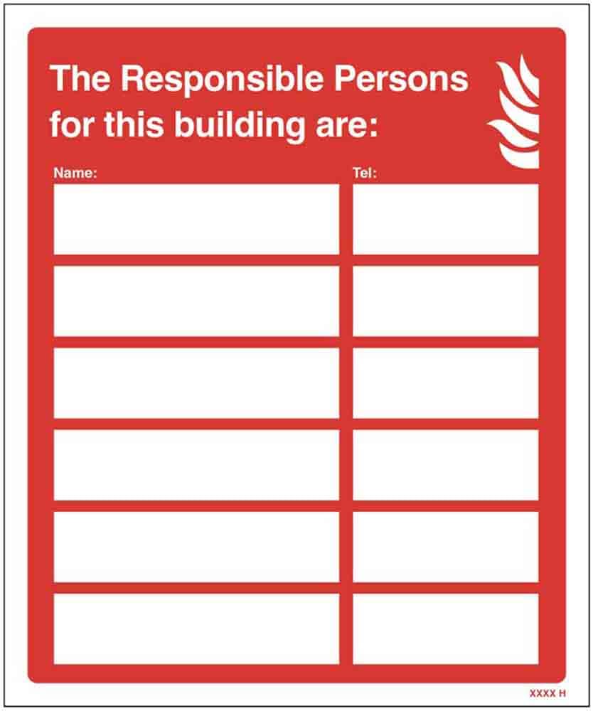 The Responsible Persons for this building are: (space for 6) adapt-a-sign 215x310mm