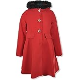 Rothschild Girls' Woolen Faux-Fur Coat - red, 4