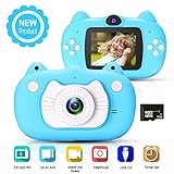 hyleton Kids Digital Camera for Boys Girls Gift, Dual Lens 1080P 12MP FHD Child Toy Camera Camcorder with Zoom Function &16GB SD Card for Age 3-10