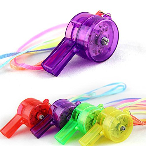 Gotian New Flashing Whistle Colorful Lanyard Led Light Up Fun Novelty Anti-Stress Toy Party Gift in The Dark Party Rave for Kids Boy Girl