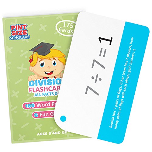Self-Checking Division Flashcards with Word Problems, All Facts 0-12 by Pint-Size Scholars