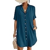 Bsubseach Womens Bathing Suit Cover Ups Bikini Swimsuit Coverup for Women 2026 Button Down Beach Dress Shirt