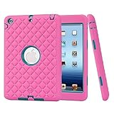 H&T 3 In1 Hybrid Silicone Bling Crystal Case for Apple Ipad Mini 3/ 2/ 1 - Rosered+Green