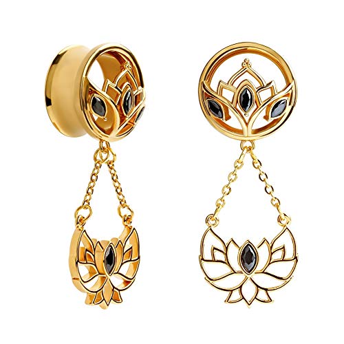 TBOSEN Ear Gauges Dangle Plugs Tunnels For Ears Reamer Hollow Flower Surgical Steel Screw Dilation Piercing Expander Gauge 9/16 inch(14mm) - Thumbnail 2