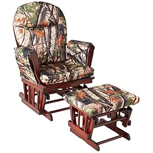 Artiva USA Wood Glider Chair and Ottoman Mircofiber Cushion Set