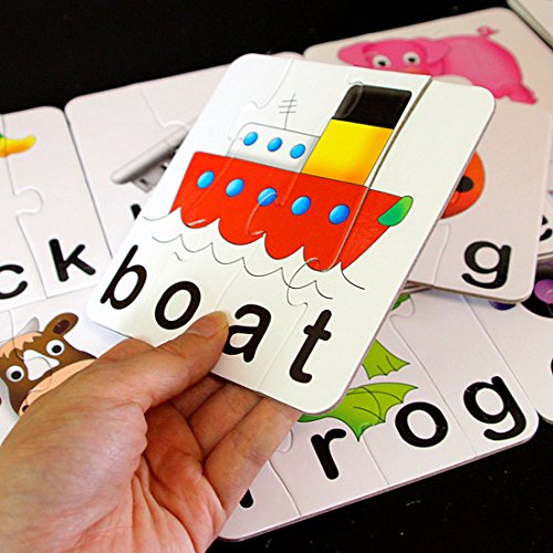 Spelling Toys, SAYEEC Match & Spelling Board Games w/ 10 Three-Piece Word Puzzles and 10 four-Piece Word Puzzles - Thumbnail 3
