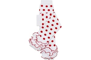juDanzy Baby Toddler and Child Polka Dot, Christmas, Halloween and Thanksgiving Style Leg Warmers (Newborn, White with Red Dot Ruffle)