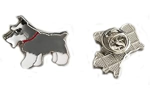 HONGGUN Pet Brooch, Lovely Dogs ID Tag Brooch Pins Dog Corsage Jewelry Metal Badge Brooch Holiday Christmas Birthday Gift 2PCS (Grey Schnauzer)