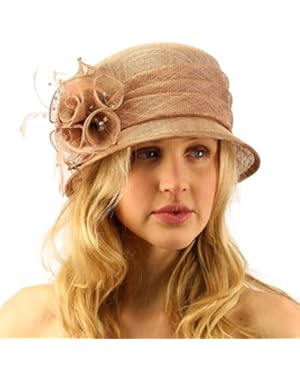 Summer Fancy 1920s Flapper Sinamay Trio Floral Cloche Bucket Church Hat