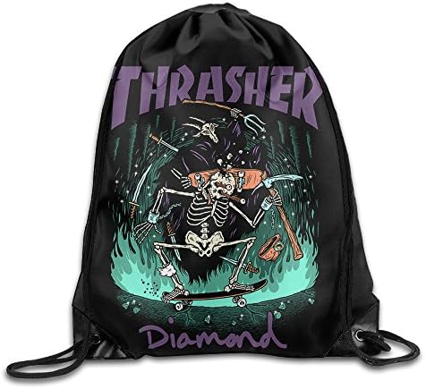 Saiui Thrasher Flame Skateboard Drawstring Backpack