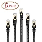 Ethernet Cable, Vandesail CAT7 LAN Network Cable RJ45 High Speed Patch Cord STP Gigabit 10/100/1000Mbit/s Gold Plated Lead for Switch/Router/Modem/Patch Panel (2m/ 6.5ft, Black-5 pack)