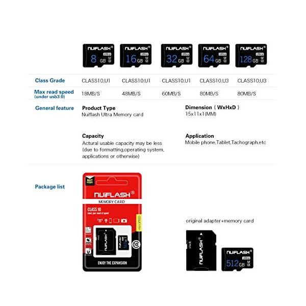 512 GB Speicherkarte mit A-Karten-Adapter, Klasse 10, TF-Karte, High-Speed-Speicherkarte für Nintendo-Switch, Handy… – Bild 8