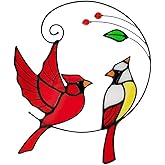 Cardinal Stained Glass Memorial Gifts, Stained Glass Window Hanging, Red Cardinal on Branch Ornament Suncatcher, Red Bird Cardinals Decor, Comes with a Gift Card