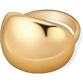 YADUDA Gold Silver Rings Set for Women Chunky Statement Rings ZC Dome Evil Eye Croissant ring Thick 18K Gold Plated Band Rings