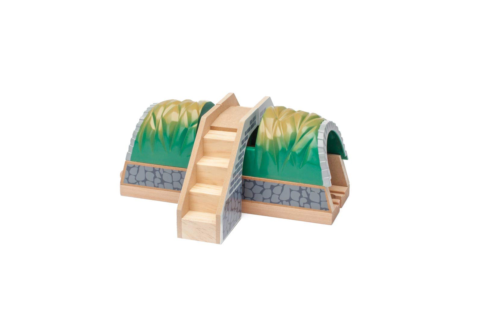 inc. Wooden Train Tunnel with Stairs, Wooden Train Track Accessories, Colorful Play Tunnel for Train Enthusiasts, Compatible with Thomas & Friends, Brio, and All Major Brands