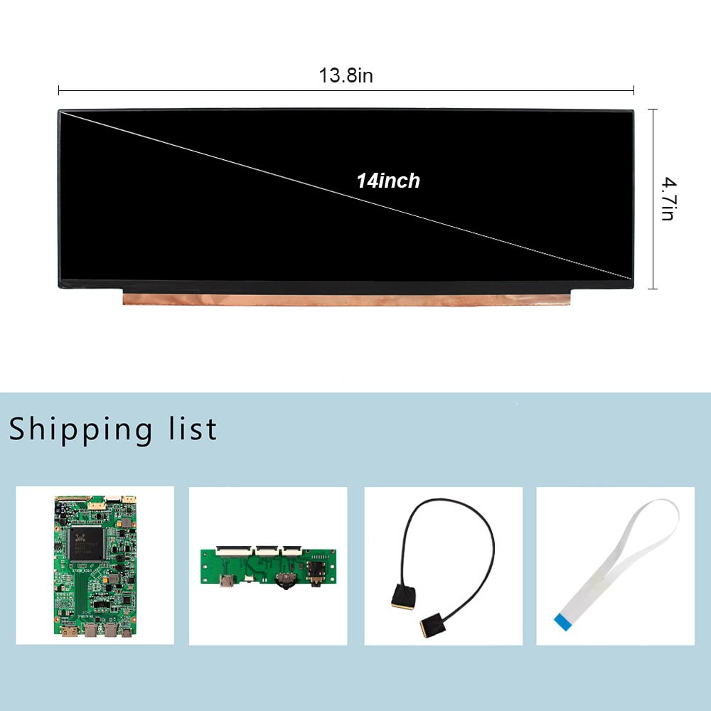 VSDISPLAY 14 Inch NV140XTM-N52 IPS LCD Screen 3840x1100 14'' Display Panel with USB C LCD Controller Board VS-RT2795T4K-V5