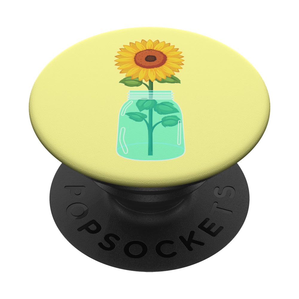 Sunflower In The Jar Girly Hipster Summertime Pastel Yellow PopSockets Adhesive PopGrip