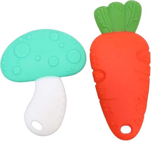Amazon Co Jp Heallily 2ピース2ピース赤ちゃん歯が生えるおもちゃ大根 きのこ形シリコーンなだめるようなおしゃぶりおしゃぶり痛みリリーフおもちゃ幼児用赤ちゃん ビューティー