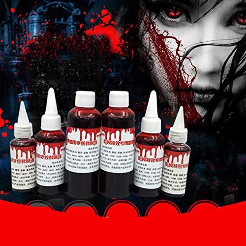 HighlifeS Ultra-Realistic Fake Blood Edible Fake Blood- 30ml, 50ML, 100ML - Halloween Costume and Dress up Makeup (Deep Red, 50ML)