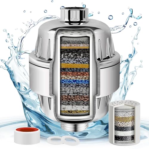 Filtro Chuveiro, Filtro de Chuveiro, 2 Cartucho, Cabeça de 25 Estágios Para Remoção de Agua Dura Cloro/Flúor/Metais Pesados