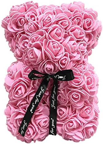 Killypo The Rose Bear Teddy Bear Faux Flower Plush Doll Eternal Flower Creative Gifts for Wedding Anniversary Valentine's Day Creative Birthday Gift 25x15x15cm