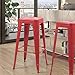 Furmax 30 Inches Metal Bar Stools Bar Height High Backless Stools Indoor Outdoor Stackable Kitchen Stools Set of 4 (Red)