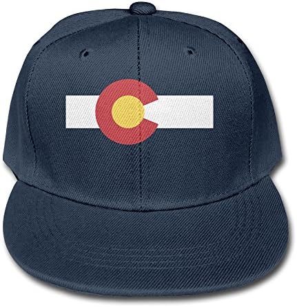 Boy Colorado State Flag Cotton Flat Adjustable Snapback Plain Hat Navy