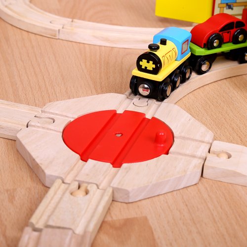 Bigjigs Rail 4 Way Turntable - Other Major Wooden Rail Brands are Compatible
