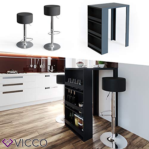 Vicco Bartisch Bar Weiß Anthrazit Tresen Bartresen Stehtisch Tisch Tresentisch Bistrotisch Küche mit 3 extra Fächern… – Bild 3