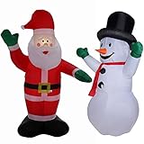 Homegear 8 ft Christmas Inflatable Value Pack - Air Blown Santa Claus + Snowman