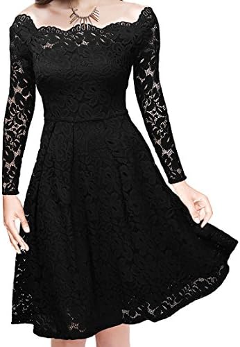 Women's Retro Dresses Floral Lace Flare A-line Dresses Vintage Dresses 1950s Style Long Sleeve Swing Dresses