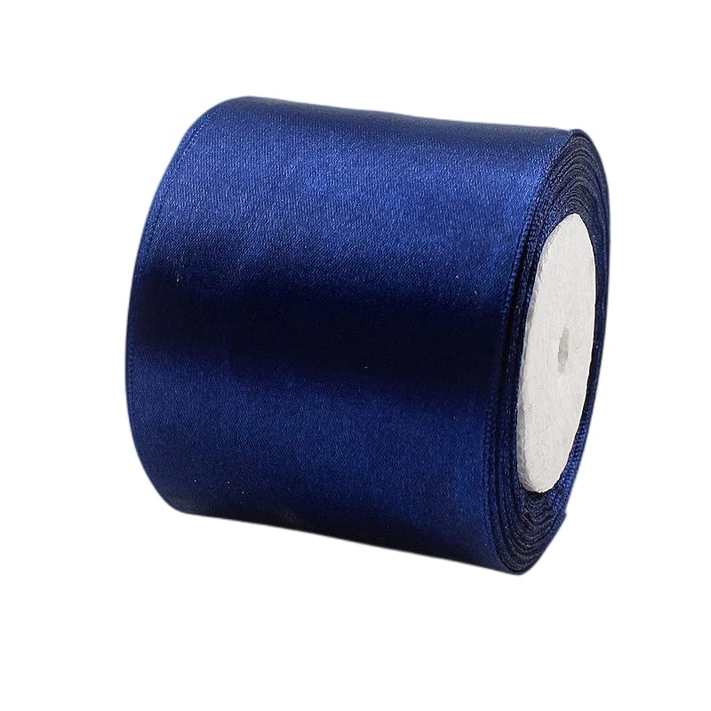 POPOYU Wide Royal Blue Satin Ribbon 75mm (2.9 Inch) Ribbons Roll Fabric Thick for Gift Wrapping, 23m Thick Silk Ribbon for Crafting, Wedding Car, Hair Bows, Bouquets, Cake,Halloween Christmas Party