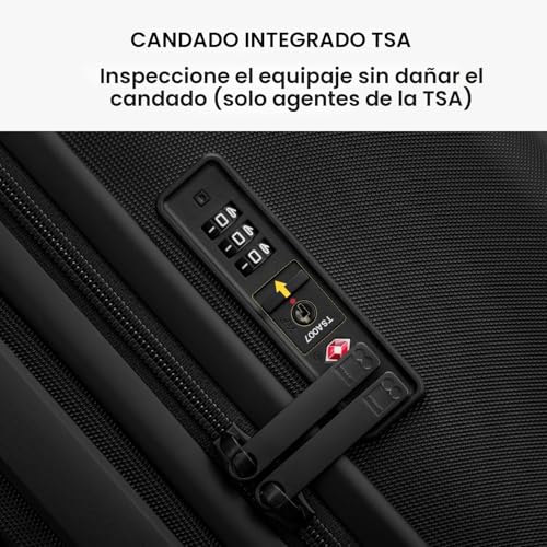 LEVEL8 Hard Shell Travel Suitcases 4 Wheels Trolley 66cm 100% PC Suitcase with Microdiamond Texture Design Hand Luggage with TSA Lock, 66x44.5x26.5cm, 67.9L, Black