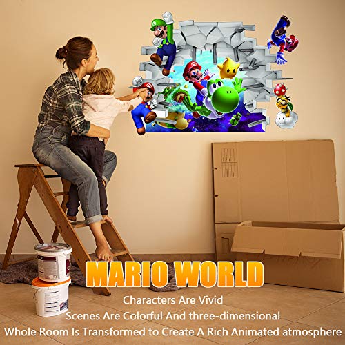 Labeol 3D Super Mario Wall Stickers Mario Bros Decoration Decal Kids