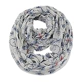 Women Lady Bicycle Bike Print Infinity Cowl Loop Casual Scarf White