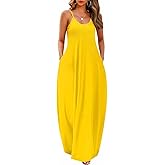 Wolddress Womens Maxi Dress with Pockets 2026 Casual Strap Plus Size Loose Plain Long Office Summer Beach Travel Dresses S-5X