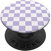 Checkerboard Purple and White - Checkered Pattern Checker PopSockets Adhesive PopGrip