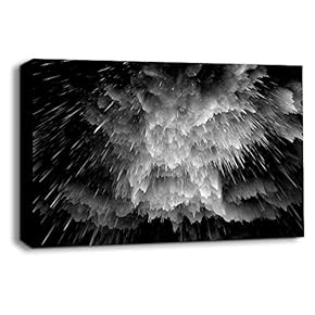 Canvas Wall Art Black and White Energy Wave Pictures Home Wall Decorations for Bedroom Living Room Paintings Canvas Prints Framed - 12x18 inches