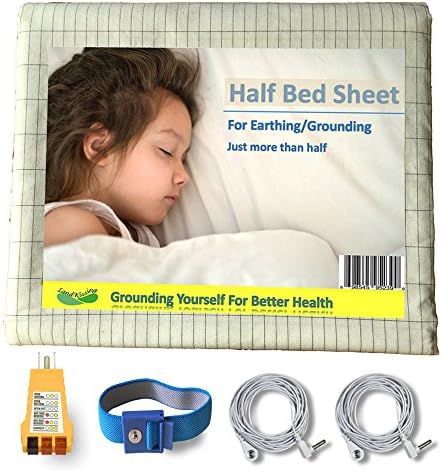 Perfect Christmas Gift LandKissing Half Bed Sheet Beige (with Tester) for Grounding- Large Size 118''x51'' - One Wrist Band Two Cords - Perfect Holiday Gift