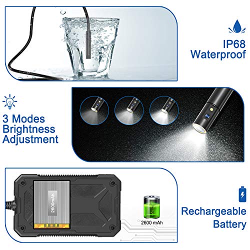 ROTEK Endoscope,Split Screen Borescope,4.3" IPS Dual Lens Snake Camera