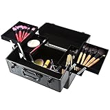 Docooler Lockable Cosmetic Organizer Box Foldable Makeup Train Storage Case Holder 2 Layers