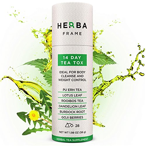 DETOX TEA HerbaFrame 14-Day TeaTox (28 bags) | Premium Weight Loss Tea | Herbal Body Cleanse | Healthy Slimming Tea | Fat Burner | Energizing Appetite Control | Weight Management for Women and Men