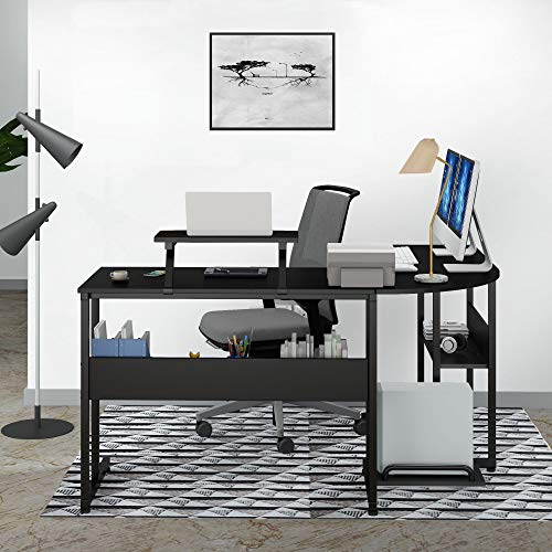 Ruitta Reversible Computer Corner Desk 58" LShaped Desk, Corner Gaming