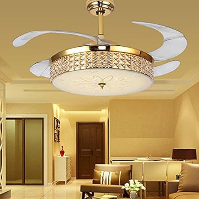 Tiptonlight Gold Chandelier Ceiling Fan Light With Simple Style 42